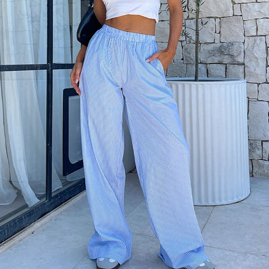 Fashion Casual Striped Trousers Summer Wide Leg Pants Men - globaltradeleader