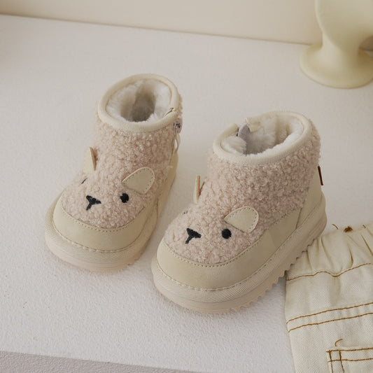 Autumn And Winter Male And Female Baby Thick Fur Warm Lamb Velvet Shoes