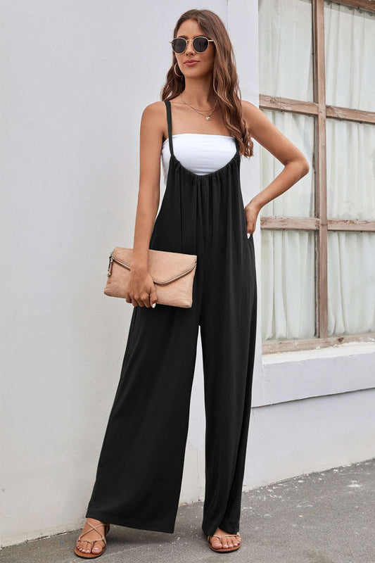 Strap High Waist Casual Wide Leg Jumpsuit