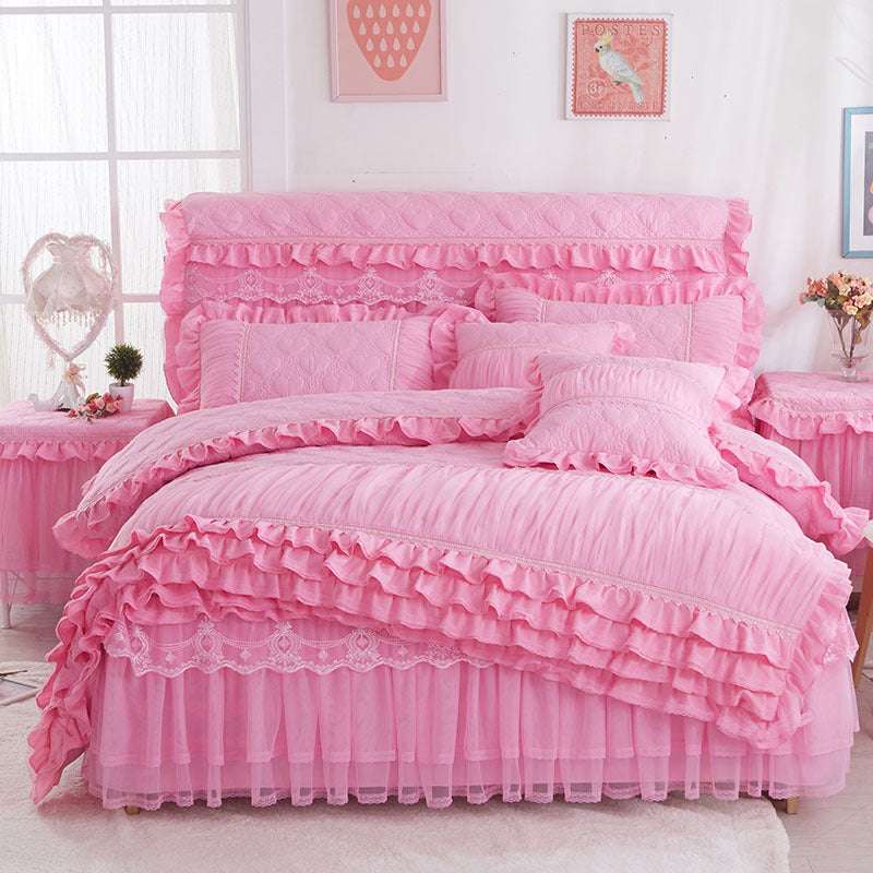 Korean Style Lace Quilted Padded Bedspread - globaltradeleader