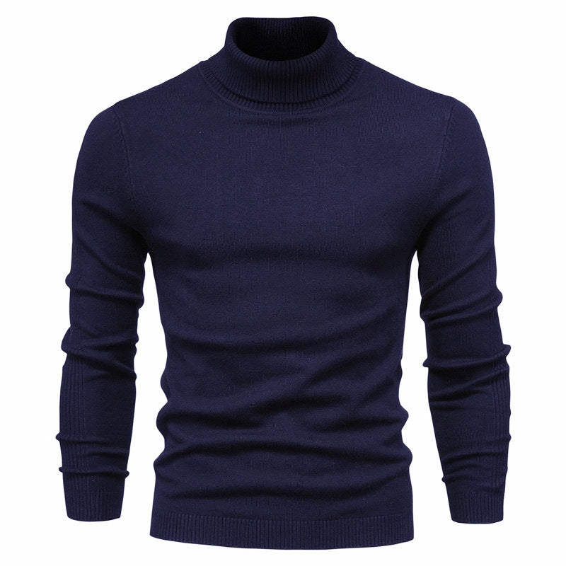 Men's Solid Color Slim Pullover Turtleneck Sweater Winter Casual Tops Clothing - globaltradeleader