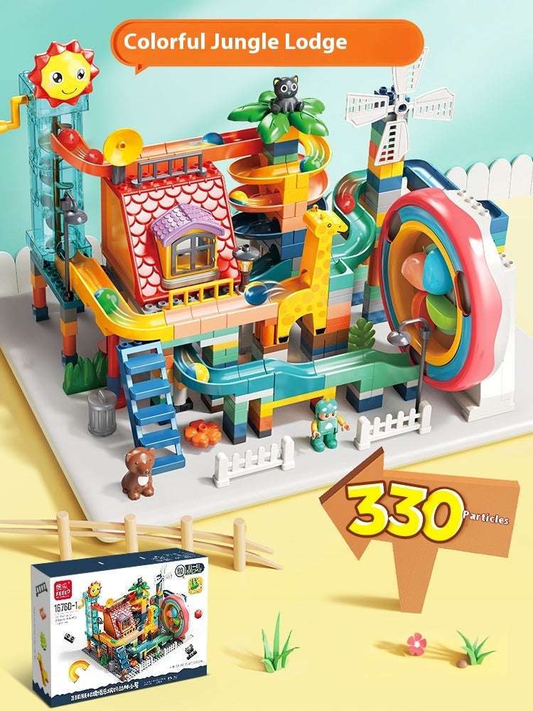 Large Particle Building Blocks Toy Loop Electric Turntable