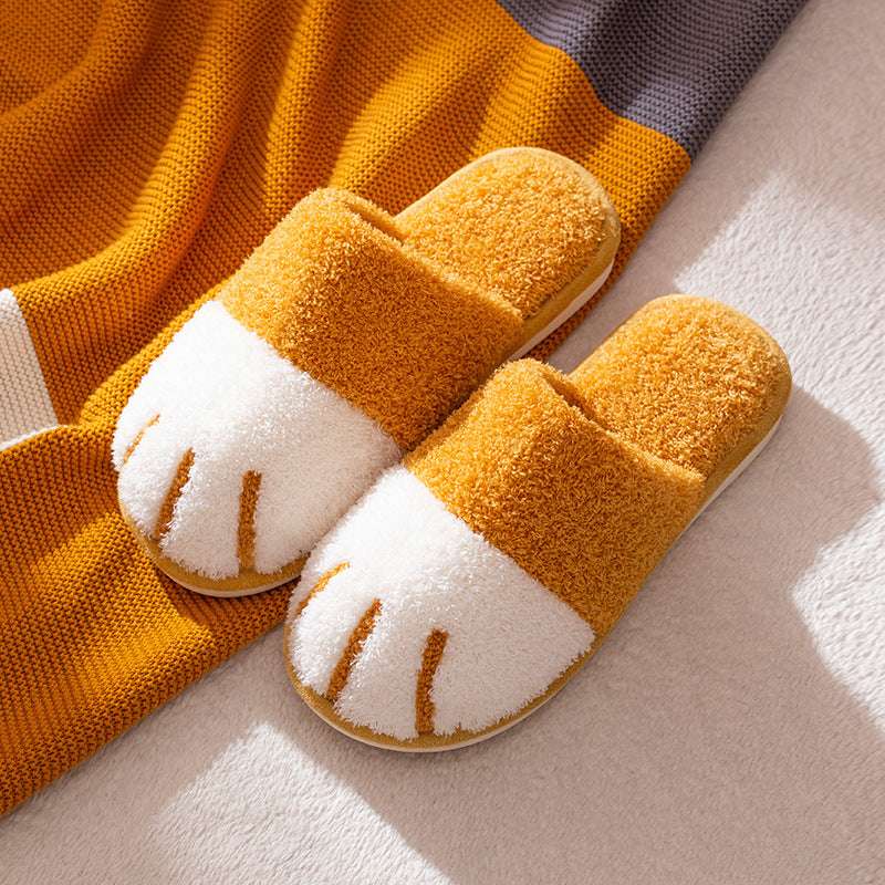 Paw Slippers Autumn Winter Home Shoes Women Kawaii Furry Slides Indoor Floor Bedroom Shoes Couple Slipper Warm Flats Footwear - globaltradeleader