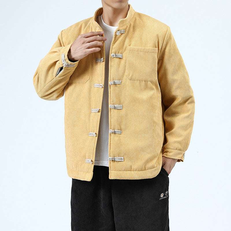 Men's Casual Cotton-padded Buckle Top Coat