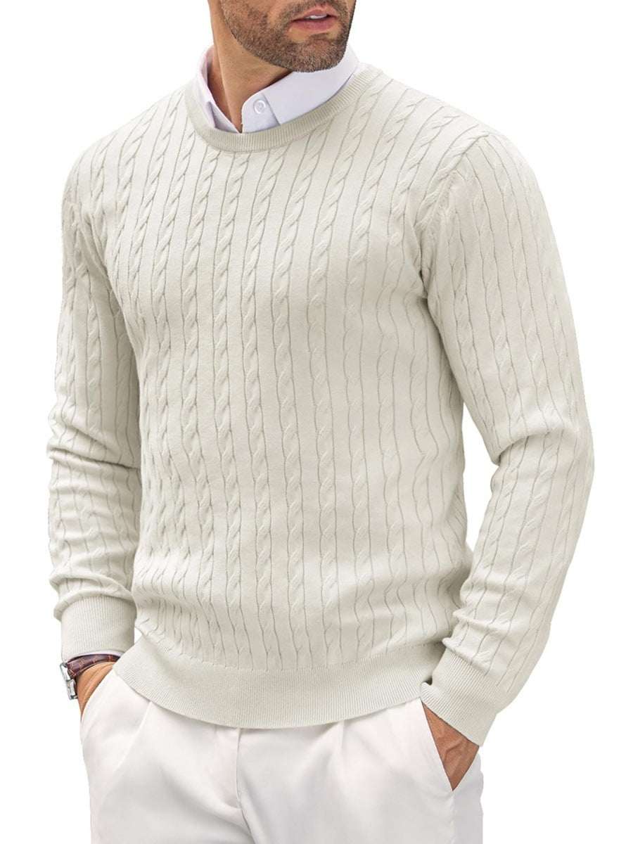 Round Neck Knitted Sweater Twisted Flower Slim Fit - globaltradeleader