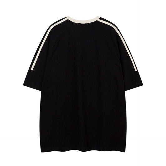 Patchwork Stripes T-shirt Short-sleeved Cotton Sports Top Men - globaltradeleader