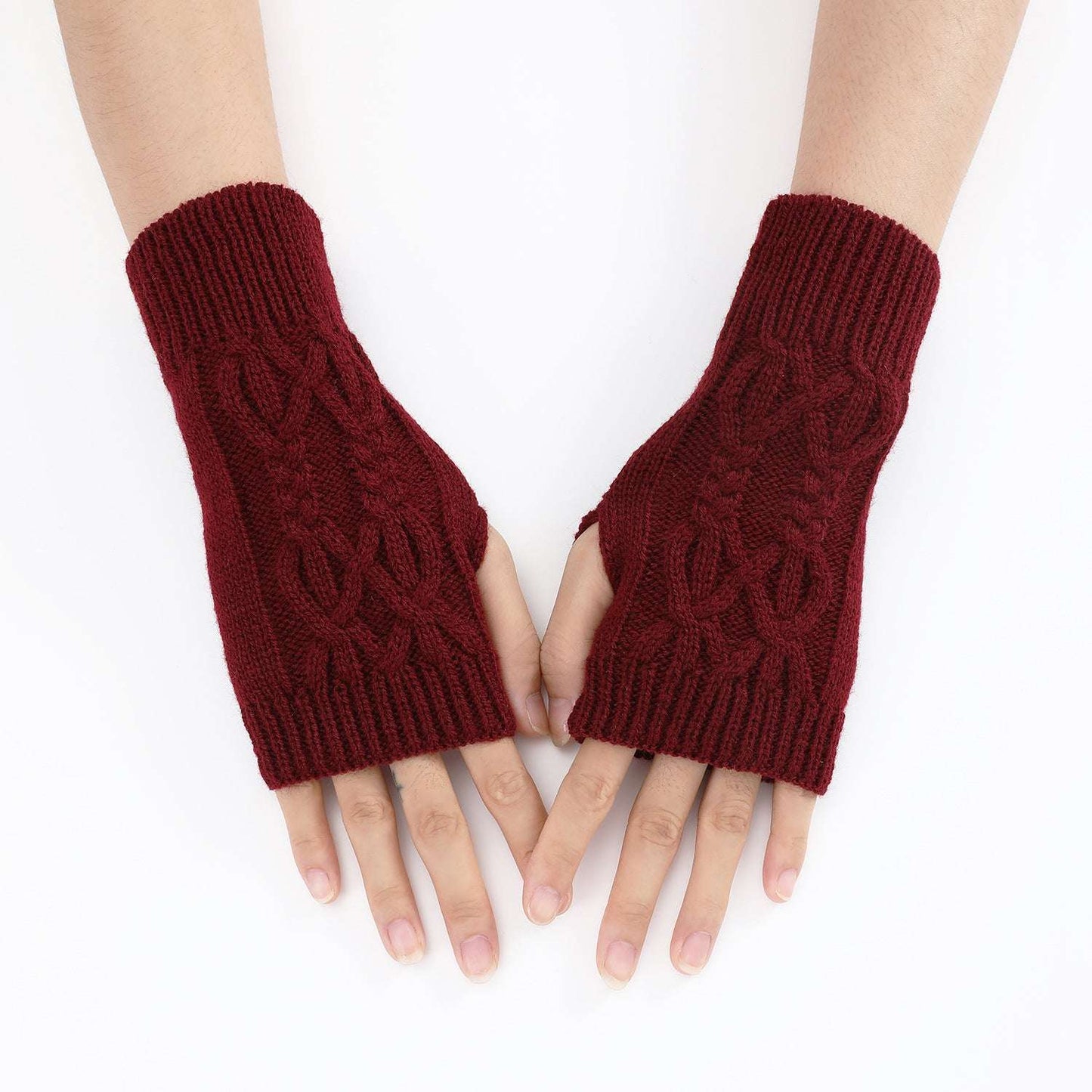 Knitted Half Gloves Female Cute Winter Open Finger Half Finger Student Male And Female Couple Wool - globaltradeleader