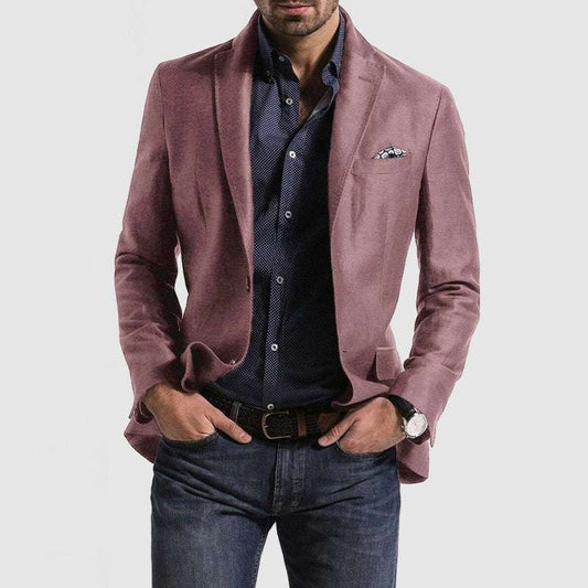 Men's Loose Solid Color Double Button Suit Jacket - globaltradeleader