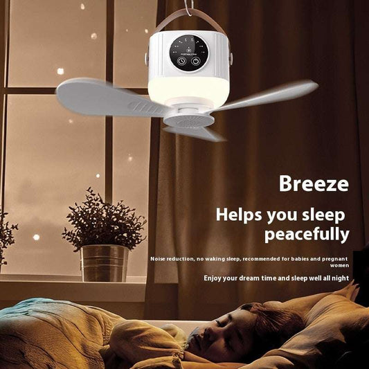 Multifunctional Light Small Ceiling Fan Outdoor Camping USB Rechargeable Fan - globaltradeleader