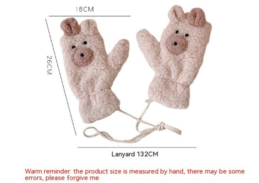 Winter Warm Cartoon Bear Plush Gloves Halter All-inclusive Cold Protection Fleece Thick - globaltradeleader