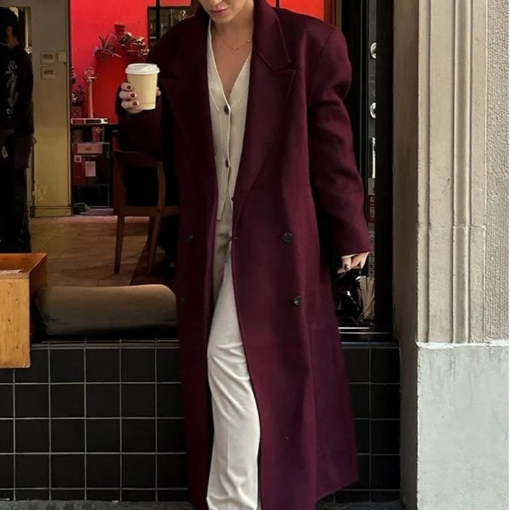 Women's Fashion With Belt Wool Large Coat - globaltradeleader