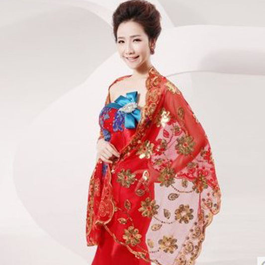 Bridal Wedding Shawl Sequin Lace