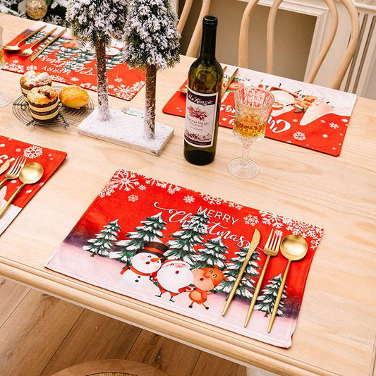 New Christmas Decorations Cartoon Old Man Table Mat Christmas Tablecloth Mat Creative Printing Placemat - globaltradeleader