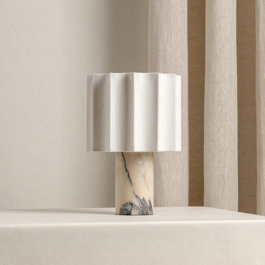 Modern Minimalist Marble Creative Pleated Cloth Cover Decorative Table Lamp - globaltradeleader