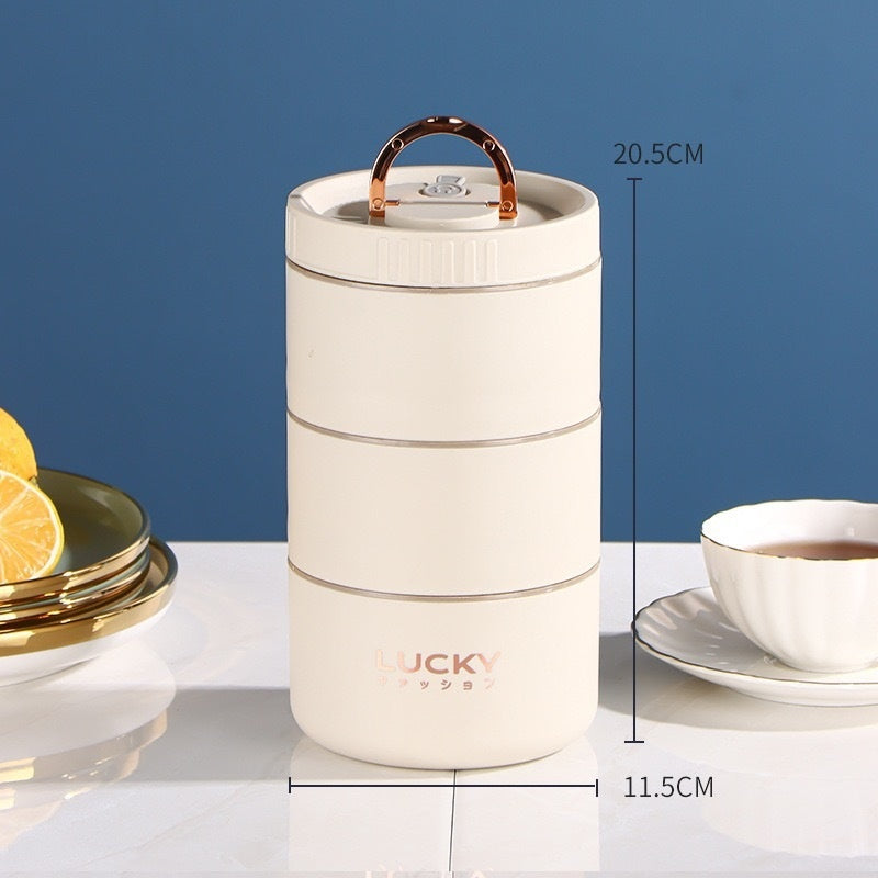 Stainless Steel Insulated Lunch Box Round Multi-layer Compartment - globaltradeleader