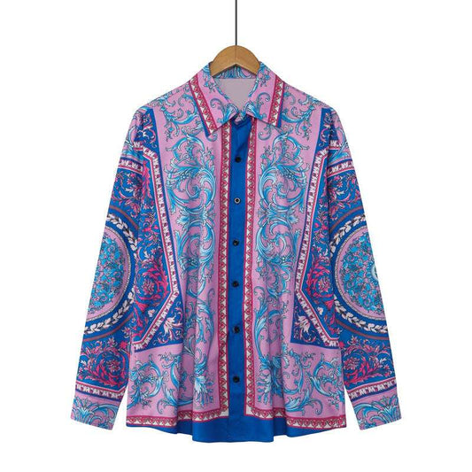 Men's Casual Loose Vintage Bohemian Long-sleeved Shirt