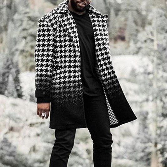 Men's Woolen Stand Collar Mid-length Trench Coat - globaltradeleader