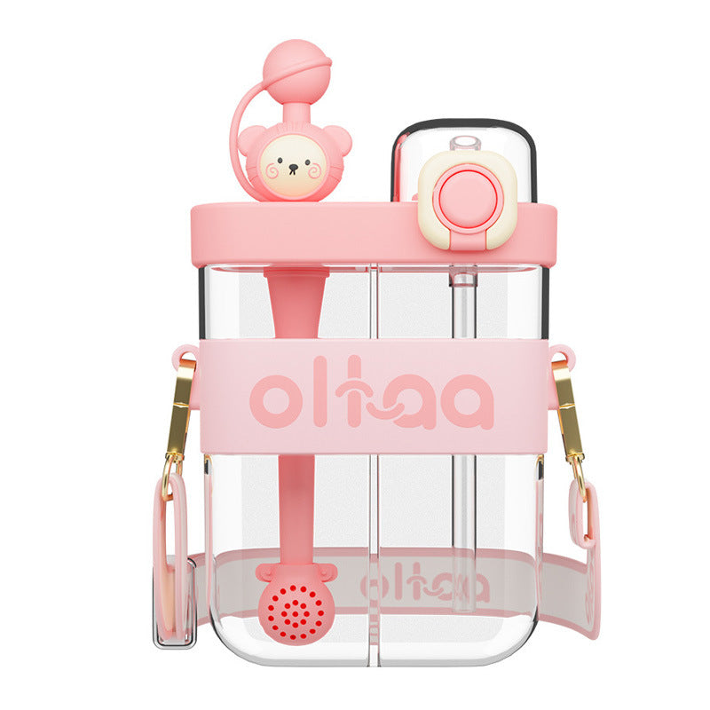 Large Capacity Split Bin Double Drink Plastic Cup Portable Cartoon Cute Kettle