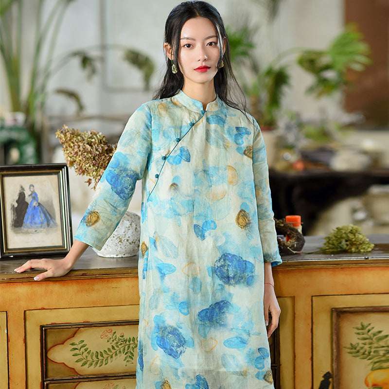 Retro Cotton And Linen Women's Spring Dress Chinese Style Cheongsam