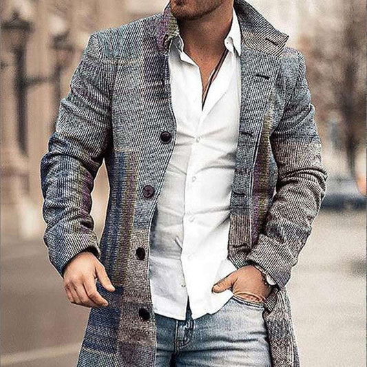 Men's Woolen Stand Collar Mid-length Casual Coat - globaltradeleader