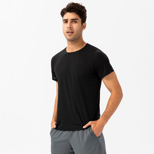 Men's Loose Running Quick Drying Clothes Round Neck T-shirt Sweat-absorbent Breathable Fitness Sports Casual Short Sleeve Clothes - globaltradeleader