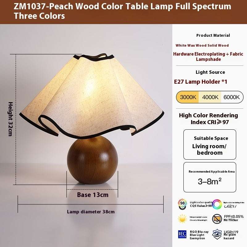 Retro Solid Wood Table Lamp Walnut Creative Petal Bedroom - globaltradeleader