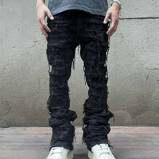 Hip Hop High Street Wrecking Micro-ripped Jeans Guy