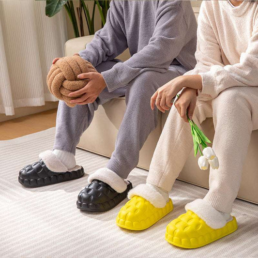 Fuzzy Slippers Women Winter Bedroom Indoor Shoes With Detachable Heel - globaltradeleader