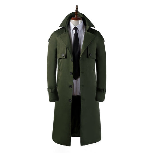Men's Trench Coat Super Long Over The Knee Slim Business Casual - globaltradeleader