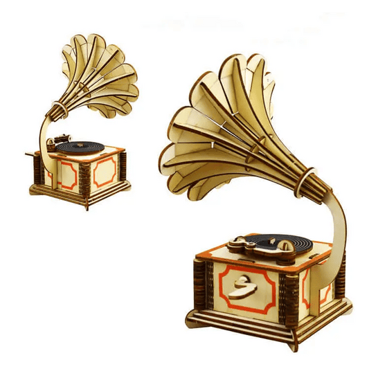 (Gramophone) Wooden three-dimensional puzzle