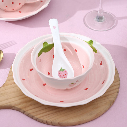Cute Girl Strawberry Series Tableware Cartoon Dishes