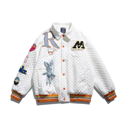 Waffle Coat High Street Ruffian Handsome Design Niche Loose