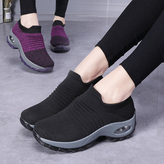 Cross-border Explosive Large Size Women&#039;s Shoes Air Cushion Flying Weaving Sneakers Sneakers Fashion Shaker Shoes Casual Shoes Socks Shoes