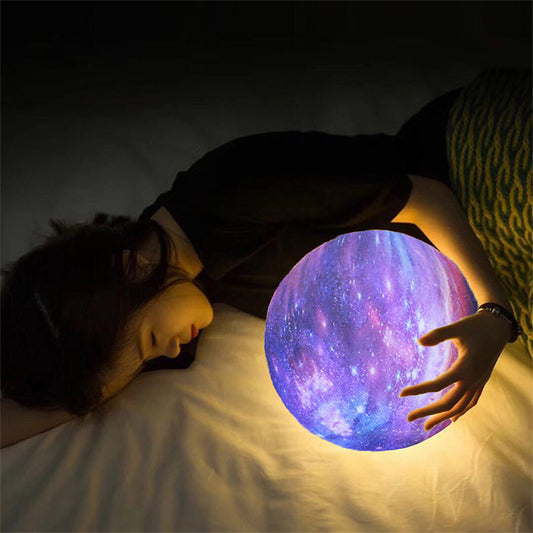 Painted Starry Sky Moon Light 3D Printing Moon Light Led Rechargeable Night Light Creative Product New Strange Table Lamp