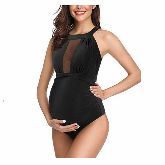 2019 European And American Pregnant Women Swimsuit Solid Color One-piece Widened And Enlarged Folded Pleated Drag Belly Tankini Manufacturers