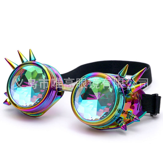 Dazzling Color Steampunk Goggles Kaleidoscope Glasses Costumes With Pretentious Street Shooting Cosplay