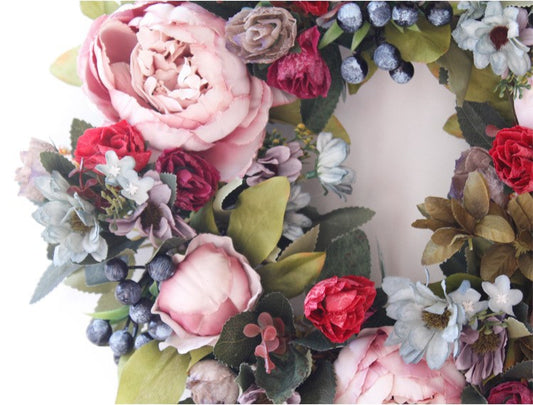 Old Vintage Wall Decoration Peony Wreath