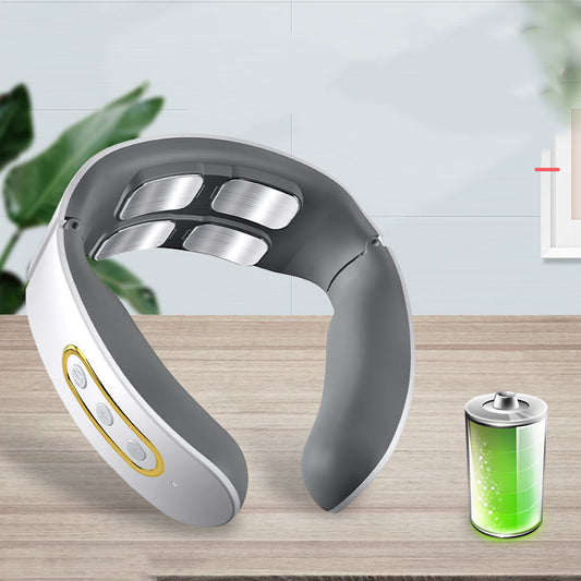 Four-Head Electric Pulse Neck Massager Far Infrared Heat Pain Relief Tool