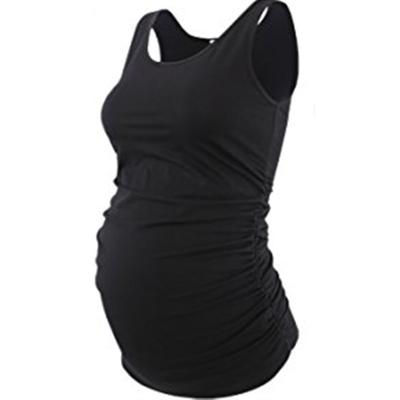 Maternity Basic Tank Top Mama Clothes Neck Sleeveless Tops Womens Solid Side Ruching Vest