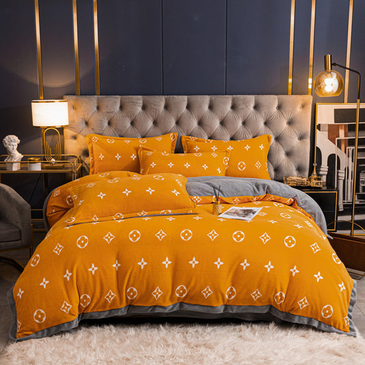 Fashionable Nordic Thick Warm Double-sided Velvet Bed Sheet