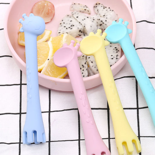 Baby food supplement cartoon silicone spoon