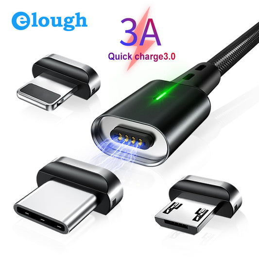 The New Fast Charging One-to-three Braided Data Cable Is Suitable For Apple Android TYPE-C Three-in-one Magnetic Charging Cable