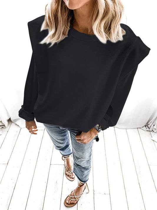 Women's Autumn And Winter Long Sleeve Padded Shoulder Casual Loose Sweatshirt
