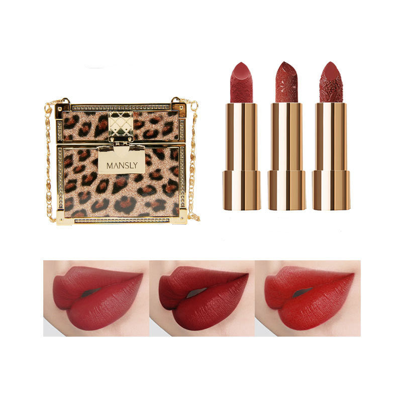 Fashion Small Sachet Mousse Lipstick Leopard Print Chain With Small
