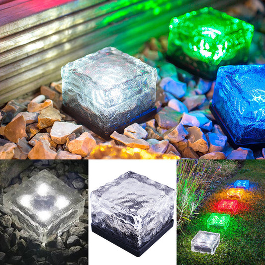 Square Solar Ice Brick Lights, Glass Buried Lights, LED Floor Tiles Lights, Outdoor Solar Decorative Lights