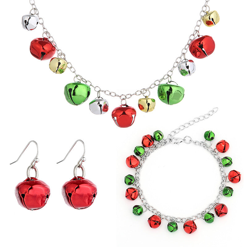 Christmas Necklace Set Jewelry Colorful Bell