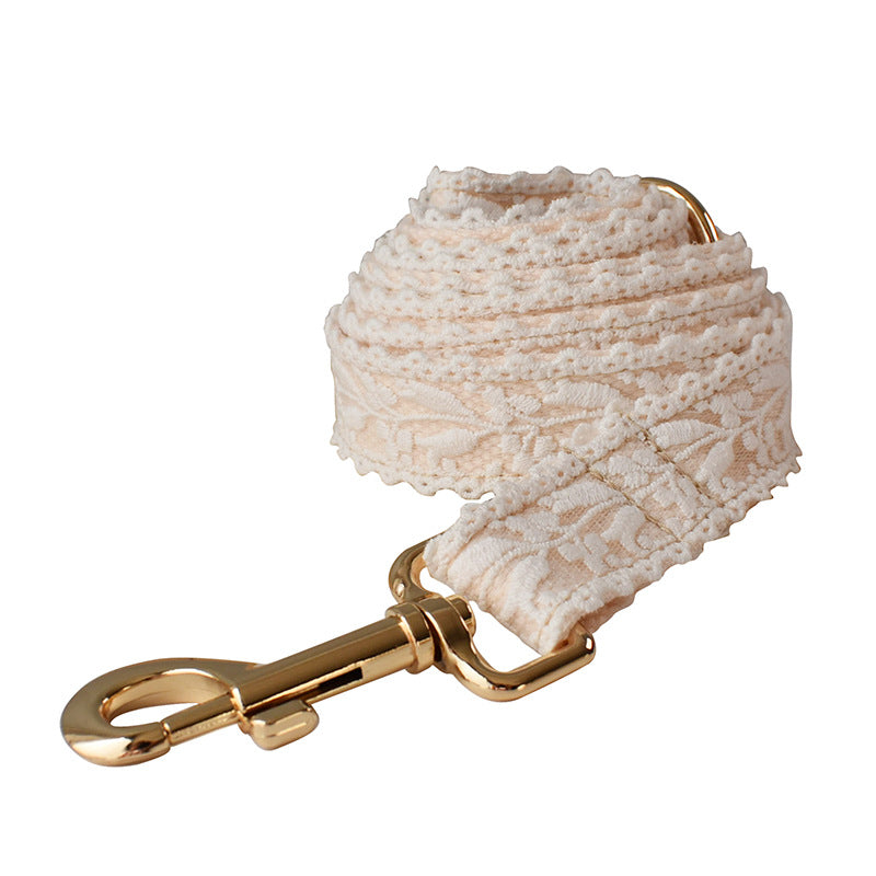 Leaf Lace Pet Collar Bow Metal Buckle