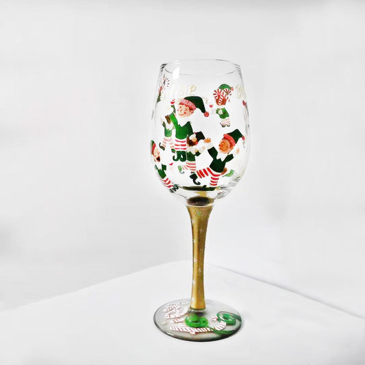 Hand-painted Crystal Wine Glasses Goblets For A Christmas
