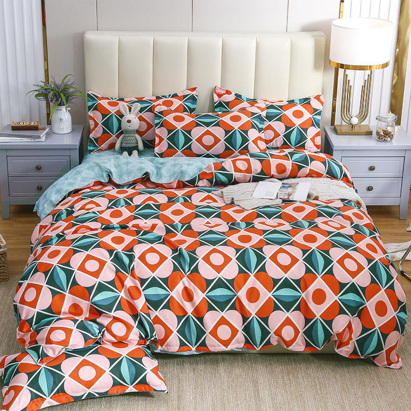 Simple Cotton Sanding Four-piece Set Thickening Small Bed Quilt Cover