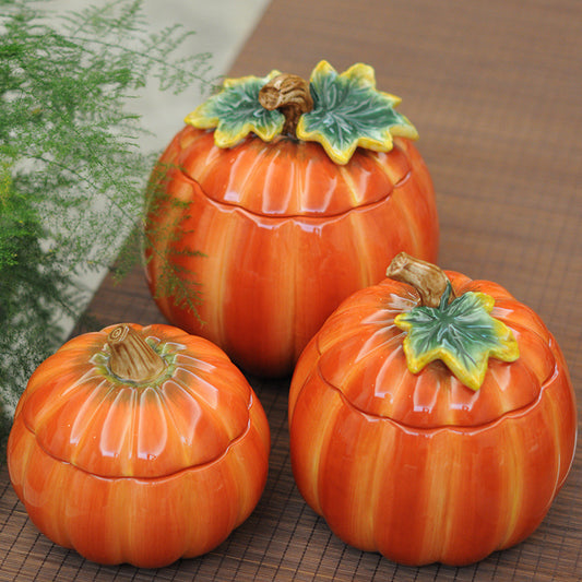 Ceramic Pumpkin Shape Candy Storage Jar